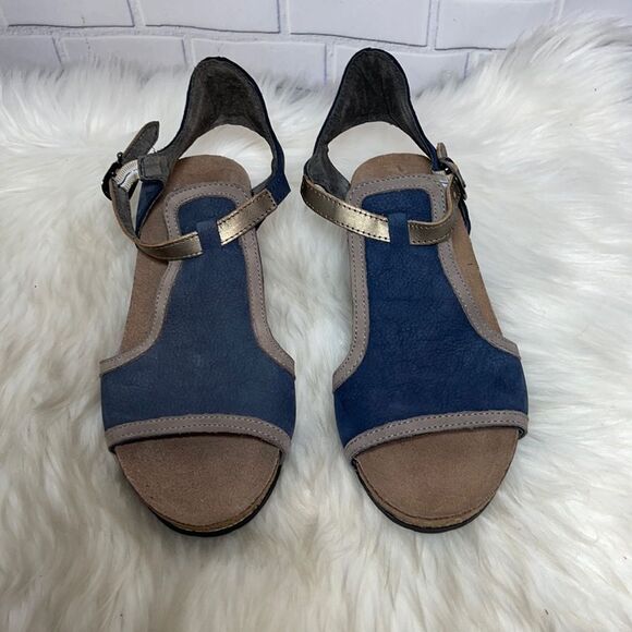 Naot Fiona Navy Ankle Strap Wedge Sandals Sz 37/6 - Picture 3 of 7